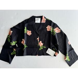 Nanushka Valley Silk Cropped Twill Long Sleeve PY Jama Shirt XS NWT!!